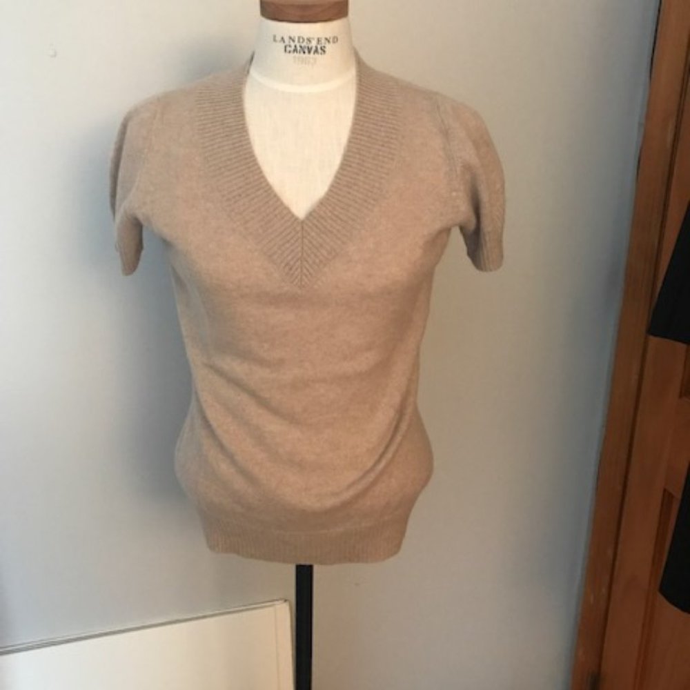 Cashmere V-neck Short Sleeve Sweater